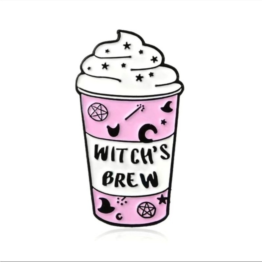Witch’s Brew Pink Enamel Pin Pastel Goth Halloween Coffee Cup NWT